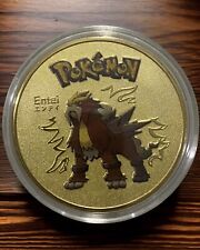 Pokemon - Gold Plated Coin - Entei - IN PROTECTOR picture