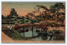 Japan Postcard Korakuyen at Okayama Bridge River Tree Park c1910 Antique picture