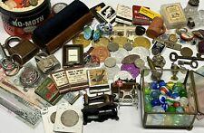 Junk Drawer Lot Coins Doubloons Matchbooks Currency Marbles & More Estate Sale picture
