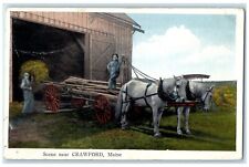 1919 Scene Near Crawford Alexander Maine ME, Horses Wagon Hay Antique Postcard picture