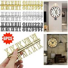 6 Pcs DIY 3D Clock Roman Numerals Kit Large Wall Sticker Art Decor Repair Tool picture