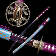 Traditional Craft Katana Carbon Steel Purple Blade Japanese Samurai Sword Sharp picture