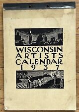 1937 RARE Modernist Period WISCONSIN Block Print WPA Calendar picture
