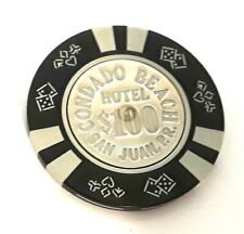 $100 CONDADO BEACH Casino BLACK WHIT Coin Chip SAN JUAN Puerto Rico Bud Jones :b picture