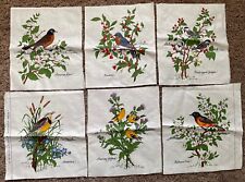 Vintage Cranston VIP Screen Print Fabric Set of Six Song Birds Craft Quilt picture