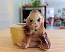 Vintage 1959's Cocker Spaniel Puppy Dog With Basket Planter USA Pottery Planter  picture