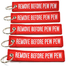 REMOVE BEFORE PEW PEW-Key Chains Red, Car Auto Key Embroidery Keyring 6/10/20Pcs picture