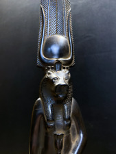 Ancient Egyptian Sekhmet Goddess with God Ra crown , Sekhmet Figurine Egypt picture