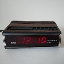 Micronta 63-826 Mini Alarm Clock-Red LED-Vintage-Wood Grain-Tested/Working picture