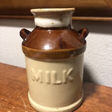 Vintage Small Milk Churn Jug Vase Glazed Brown Stoneware Kitchenalia picture