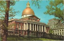 Façade of State House, Boston, Massachusetts On Famous Beacon Hill Postcard picture
