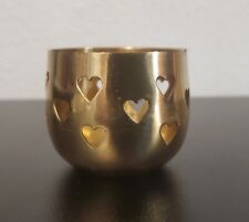 Vintage Brass Candle Holder; Hearts; 1.5