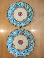 2 Antique French Majolica Plate c.1890 Hand Painted Gorgeous  picture