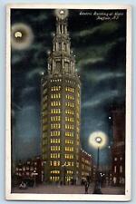 Buffalo New York NY Postcard Electric Building At Night c1920's Antique Moon picture