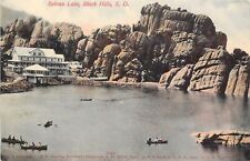 Wheelock Postcard Boats on Sylvan Lake, Hotel & Boat House Custer SD Black Hills picture