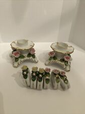 Vintage A K Kaiser West Germany Candle Holders And 6 Napkin Rings picture