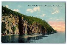 Peru Indiana IN Postcard View Of Twin Cliffs Mississinewa River c1910's Antique picture