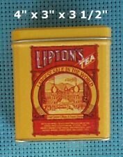 Vintage Lipton Orange Pekoe & Pekoe Tea Yellow Label 1/2 Pound Tin picture