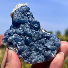 122G Natural blue cubic fluorite crystal cluster mineral sample/China picture