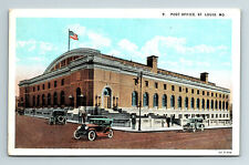 c1927 WB Postcard St. Louis MO Post Office Old Cars picture
