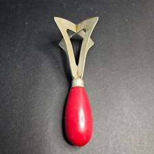 Vtg A&J Ecko Wooden Red Handled Stainless Cross Blade Food Chopper Nut Veggie  picture