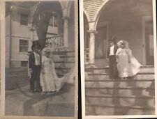 Lot of Two - c1910 Kids Play Wedding, Fun Antique Real Photo Postcard RPPC picture