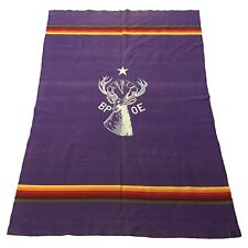 Vintage Elks BPOE Blanket 60s Striped Lodge Tapestry Pendleton Purple Stag Crest picture