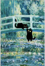 🐈‍⬛Famous Monet Painting Bridge Over Pond Of Lillie’s❤️With Silly Black Cat picture