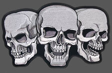 3 SKULLS EMROIDERED IRON ON 6*10 INCH BIKER PATCH picture