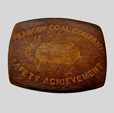 Vintage Peabody Coal Company Belt Buckle Safety Achievement Leather + Metal RARE picture