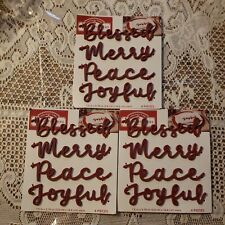 LOT OF 3 - Holiday Time Metal 4 Pc Word Set BLESSED-MERRY-PEACE-JOYFUL - NEW picture