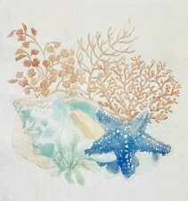 2 Individual Paper Decoupage Beverage Napkin #B18 Starfish Nautical Seashell picture