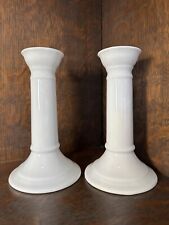 Two Vintage White Apilco Porcelain Candlesticks candle holders Made in France picture
