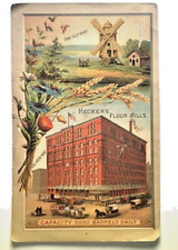 Heckers' Flour Mills Advertisement Trade Card Recipes Windmill Horse Carriage picture