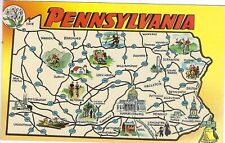 PA- Pennsylvania, Aerial View Map, Interstates, Vintage Postcard picture