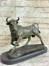 Bronze Abstract Bronze Bull Horns Statue Figurine Sculpture Stock Broker Gift picture