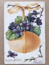 Easter Wishes Large Hanging Egg Pansy Flowers Un Posted 1905 Tuck Post Card  picture