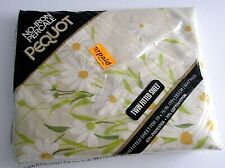 Vtg Pequot No Iron Percale Twin Fitted Sheet Daisies Green Yellow Grannycore picture