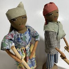 Lot Of 2 Two Vintage Cloth African Doll Handmade Farming Farm ￼ picture