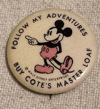 1930's Mickey Mouse Follow My Adventures Pin - Cote's Master Loaf picture