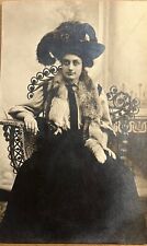 RPPC Pretty Lady Dark Eyes Mysterious Antique Real Photo Postcard c1910 picture