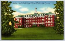 Middlebury Vermont~Middlebury College~Hepburn Hall~1940s Linen Postcard picture
