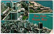Postcard Aerial View on Condado and Castillo Del Morrow,San Juan, Puerto Rico picture