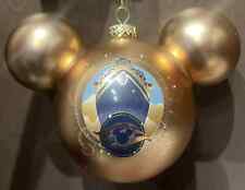Disney Cruise Line Wish GOLD LARGE Mickey Ears Icon Glass Ball Ornament NEW picture