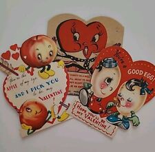 3 Vtg 1940-50s ANTHROPOMORPHIC Apple Egg Humpty Dumpty Candy Pop VALENTINE CARDS picture