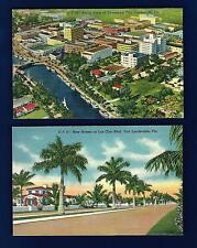 FL2  Fort Lauderdale, 2 Pcs. Las Olas Blvd. & Aerial view Downtown, Unused Linen picture