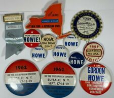 Vintage Gordon Howe Political Delegate Pinback Buttons Rochester New York Pins picture