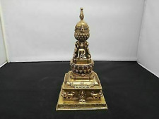 Tibet Tibetan Buddhist Copper Bronze 4 Buddhas Pagoda Stupa Statue picture