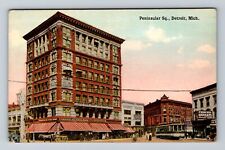 Detroit MI-Michigan, Peninsular Square, Bank, Antique, Vintage Postcard picture