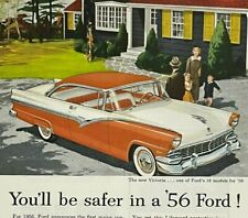 1956 Ford Victoria Lifeguard Design / Greyhound Bus Vintage Print Car Ad picture